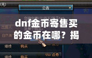 dnf金幣寄售買(mǎi)的金幣在哪？揭秘金幣寄售的神奇世界！
