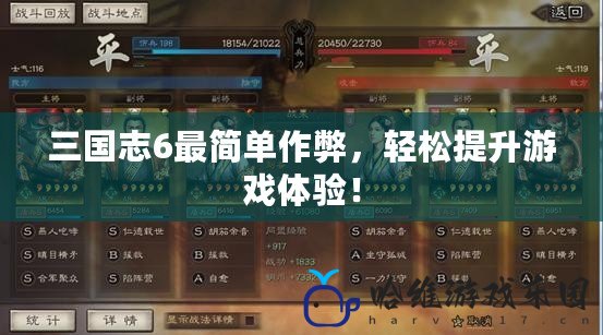 三國(guó)志6最簡(jiǎn)單作弊，輕松提升游戲體驗(yàn)！