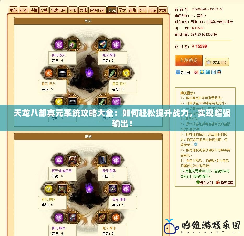 天龍八部真元系統攻略大全：如何輕松提升戰力，實現超強輸出！