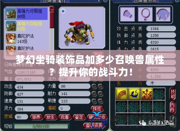 夢幻坐騎裝飾品加多少召喚獸屬性？提升你的戰(zhàn)斗力！