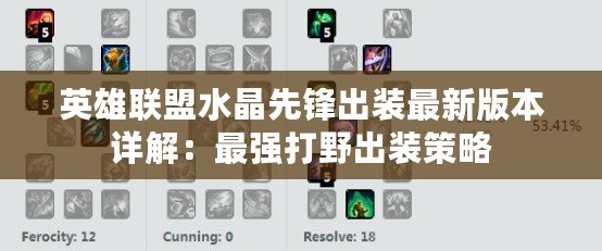 英雄聯盟水晶先鋒出裝最新版本詳解：最強打野出裝策略