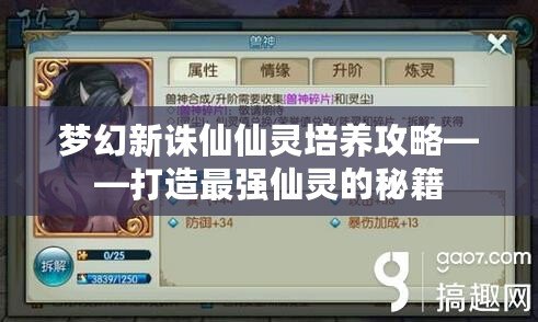夢幻新誅仙仙靈培養攻略——打造最強仙靈的秘籍