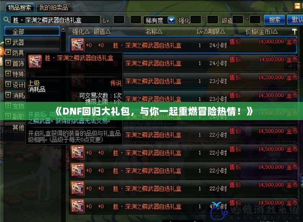 《DNF回歸大禮包，與你一起重燃冒險(xiǎn)熱情！》
