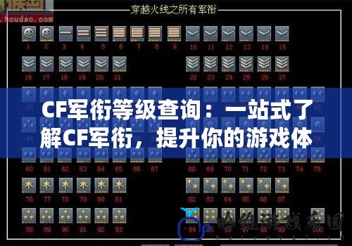 CF軍銜等級查詢：一站式了解CF軍銜，提升你的游戲體驗！