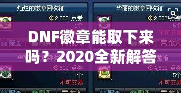 DNF徽章能取下來(lái)嗎？2020全新解答，揭開(kāi)徽章背后的秘密！