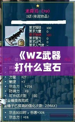 《WZ武器打什么寶石？全面解析，讓你武裝自己，輕松獲得極品裝備》