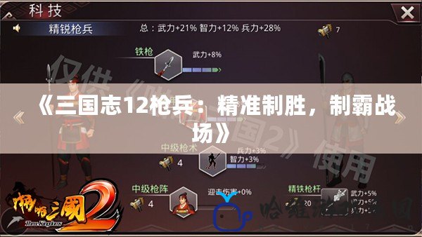 《三國志12槍兵：精準(zhǔn)制勝，制霸戰(zhàn)場》