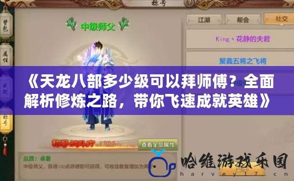 《天龍八部多少級可以拜師傅？全面解析修煉之路，帶你飛速成就英雄》